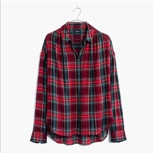 MADEWELL Red Central Shirt In Tartan Plaid